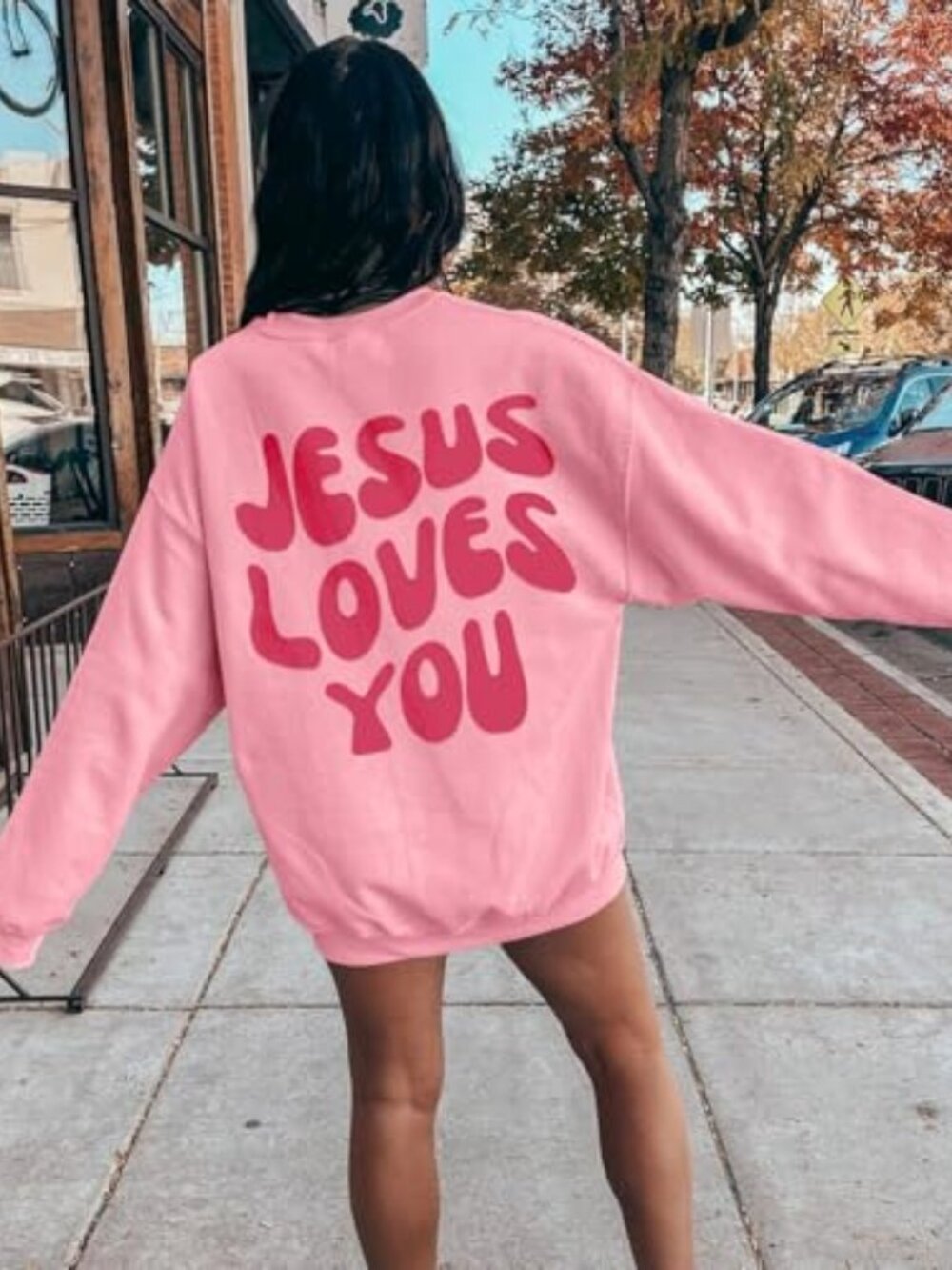Christian Sweatshirts Women Jesus Loves You Sweatshirt Faith God Shirts Religiou